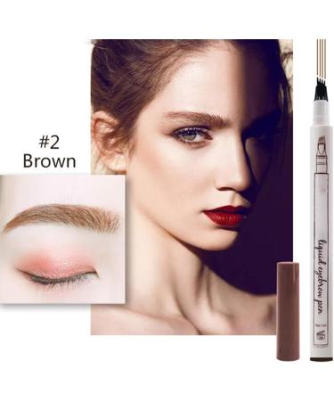 Eyebrow Pen Eyebrow Pencil with 4 Fork Tip ApplicatorSpoolie Brush for Hair-Like Natural Brows Stays on All Day (Brown) - Buy Online on GoSupps.com