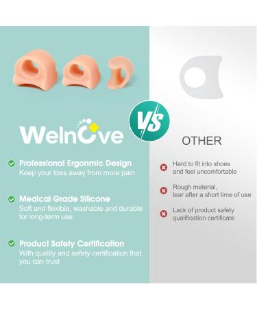 Welnove Toe Separator for Overlapping Toes - Bunion Relief & Hammer Toe Corrector - 3 Sizes 6 Pack - Prevent Rubbing & Relieve Pressure - Beige - Buy Online on GoSupps.com