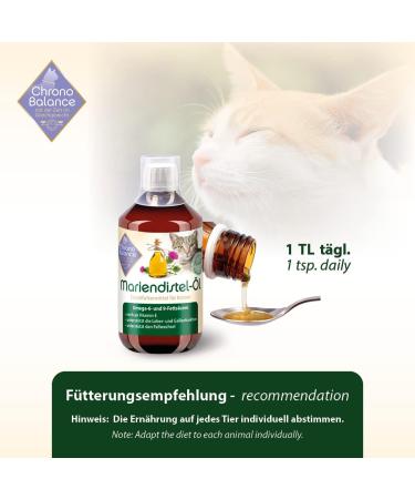 Shop Chronobalance 250ml Milk Thistle Oil for Cats | Natural Nutritional Supplement for Fur & Skin Health | Rich in Vitamin E Omega-6 & Omega-9 | Dosing Cups Included - Buy Online on GoSupps.com