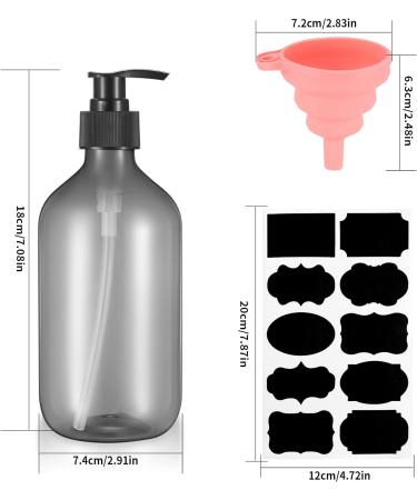 2-Pack 500ml Shampoo & Shower Gel Bottles - Refillable Pumping Plastic Soap Dispenser with Funnels & Labels (Gray) | Ideal for Lotions & Shampoos - Buy Online on GoSupps.com