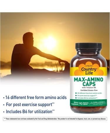 Country Life Maxi-Amino with 16 Free Form Amino Acids 90 Vegetarian Capsules Certified Gluten Free Certified Vegetarian (Pack of 2) Unflavored 90 Count (Pack of 2) - Buy Online on GoSupps.com