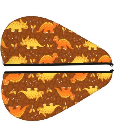 Dinosaurs & Leaves Microfiber Hair Towel | Super Absorbent Coral Velvet Wrap for Women - Perfect for Long Curly & Thick Hair - Buy Online on GoSupps.com