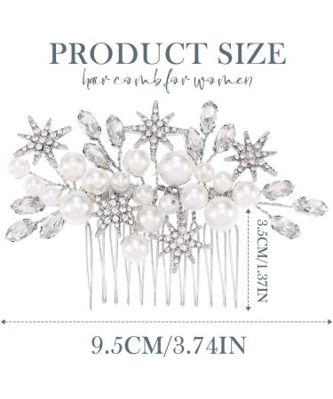 Yean Pearls Bridal Wedding Hair Comb Silver Rhinestone Bridal Side Combs Star Hair Accessories for Bride and Bridesmaid - Buy Online on GoSupps.com