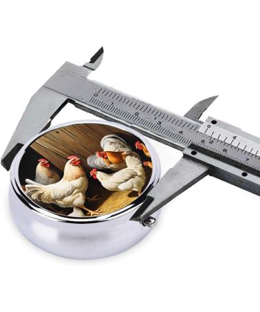 Farm Chickens Round Pill Box | 3 Compartment Mini Travel Medicine Organizer | Cute Pocket Purse Vitamin Holder - Buy Online on GoSupps.com