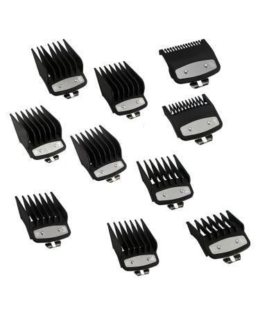 Clipper Guards, 10PCS Professional Hair Clipper Combs Guides Black Versatile Premium Cutting Guide Comb Fits All Full Size Wahl Clippers