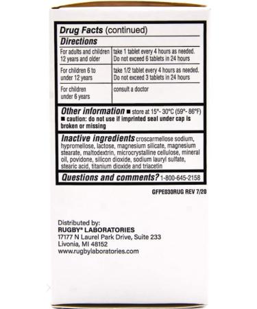Rugby Chest Congestion Relief Tablets - Guaifenesin 400mg & Phenylephrine HCl 10mg - Sinus Decongestant - 30 Tablets - Buy Online on GoSupps.com