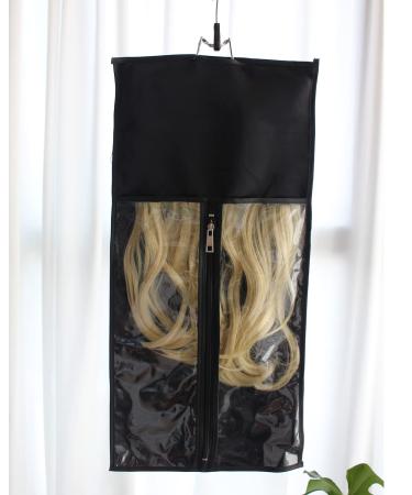 RJMBMUP Satin Hair Extension Storage Bag with Hanger - Black | Wig Holder Case for Travel & Storage - Buy Online on GoSupps.com