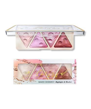 4 color baked blush palette cheek makeup shimmer facial blush natural glow lasting lightweight high light blush (03)