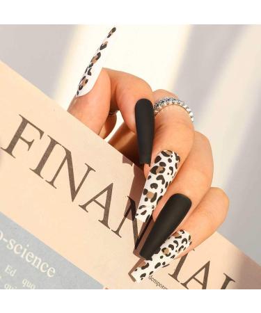 Sethain Matte Ballerina False Nails - Black Full Cover Coffin Press-On Nails for Women & Girls - Long-Lasting & Stylish - Buy Online on GoSupps.com