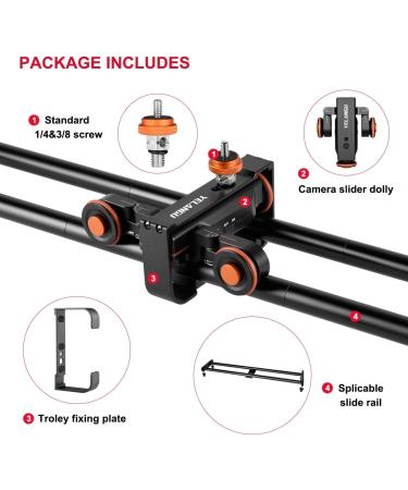 YELANGU Motorized Camera Dolly and Slider Set | 3-Speed Adjustable Wireless Electric Car with 24/62cm Track Rail | Remote Control | For Camera, Camcorder, Smartphone | Up to 6.6lb/3kg - Buy Online on GoSupps.com
