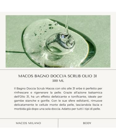  MACOS MILANO 500ml Pack - Body Scrub for Dry Skin with 31 Herbs - Delicate Body Scrub for Daily Use - Paraben-Free Natural Scrub - Buy Online on GoSupps.com