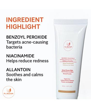 Dr. MarieM FACE CREAM BOLO Advanced Acne Treatment Benzoyl Peroxide Clarifying Formula Targets Breakouts Reduces Redness and Prevents New Acne with SPF30 50 ml / 1.67 fl oz - Buy Online on GoSupps.com