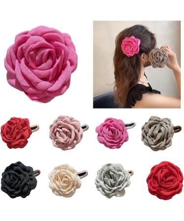 Limtula Fabric Rose Hair Clip Sweet Ballet Bowknot Hairpin Hair Styling Decors for Thin Hair Korean Style Headpiece Red flower clip - Buy Online on GoSupps.com