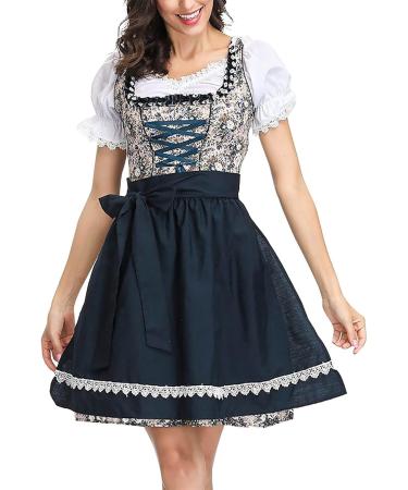 Dirndl - Robe midi traditionnelle pour femme - Costume traditionnel pour la f te de la bi re - Costume bavarois - Tablier en dentelle - Pour la f te de la bi re - Occasions sp ciales L Noir - Buy Online on GoSupps.com