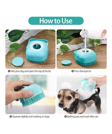 Soft Silicone Dog Bath Brush Scrubber Set for Short & Long Haired Pets - Blue+Pink - Buy Online on GoSupps.com