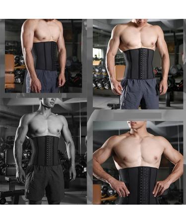 Men's Waist Trainer Belt Corset - Trimmer Belly Sweat Band Girdle Cincher | Medium Black | International Shipping - Buy Online on GoSupps.com