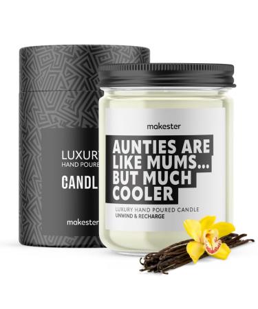 Auntie Candle - 220g Soy Wax with Madagascan Vanilla Jasmine & Sugared Almond - Special Auntie Gift for Birthday or Christmas for Aunty from Niece or Nephew- Funny Candles by Makester