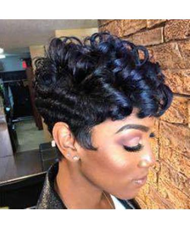 Short Black Curly Afro Wig for Women - Synthetic Cosplay Wavy Curls | International Shipping - Buy Online on GoSupps.com