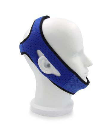 Anti Snore Chin Strap Upgrade Stop Snoring Chin Strap Anti Snoring Devices Adjustable and Breathable Head Band Chin Strap Stop Snoring Aids - Blue&Black