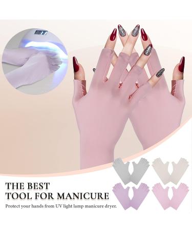 Vabean 4 Pairs Manicure Gloves | Anti-UV Protection for Gel Nails | Fingerless UV Light Gloves | Women's Nail Care Gloves in Pink, Purple, Beige, Light Gray - Buy Online on GoSupps.com