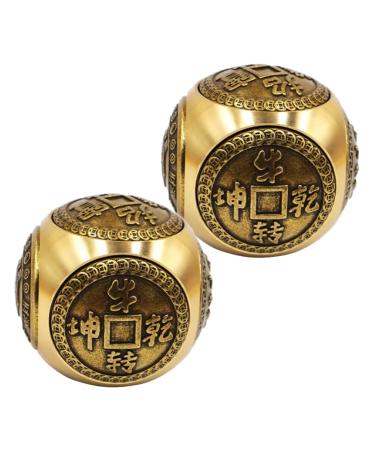 Beavorty 2 pieces Chinese lucky coins feng-shui coins Chinese happiness coins rotating six-sided antique coin decoration for wealth happiness health and