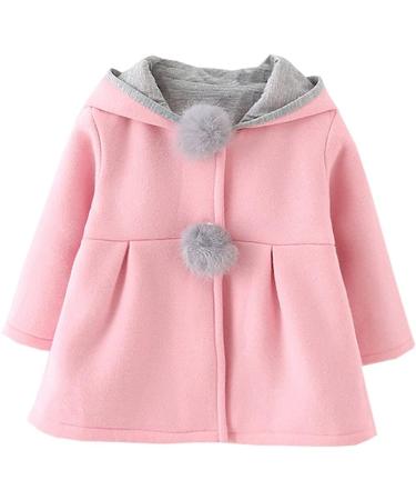 TMEOG Baby Girls Rabbit Ears Cloak Hooded Winter Coat - Pink (2-3 Years) - Buy Online on GoSupps.com