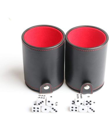 Leatherette Dice Cups with Lid - 2 Pack | Felt Lined Shaker for Yahtzee, Farkle, Craps | Includes 10 Dot Dices - Perfect for Bar Party Games - Buy Online on GoSupps.com