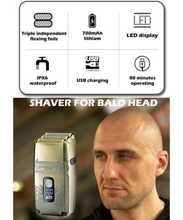 Head Shavers for Bald Men | Electric Professional Shaver with Titanium Blade & LED Display | Best Triple Foil Shaver for a Smooth Head - Buy Online on GoSupps.com