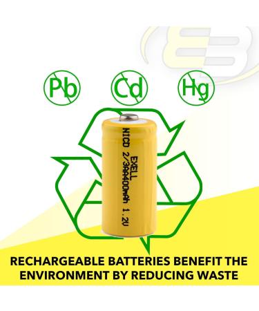 Exell Battery 3-PACK 1.2V 2/3 AA 400mAh NiCD Rechargeable Compatible with Dust Busters Electric Mopeds RC Devices & More | International Shipping - Buy Online on GoSupps.com