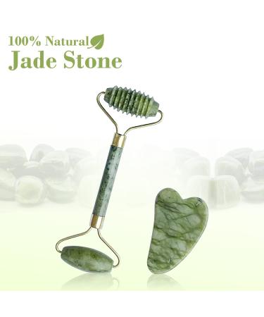Jade Roller - Natural Anti-Aging Facial Roller Tool for Eye Puffiness Wrinkle Removal & Skin Care - Buy Online on GoSupps.com