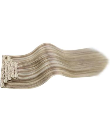 Moresoo Light Brown with Platinum Blonde Clip in Hair Extensions 14 Inch Real Human Hair 5 Pieces/70g #9A/60 - 35cm - Buy Online on GoSupps.com