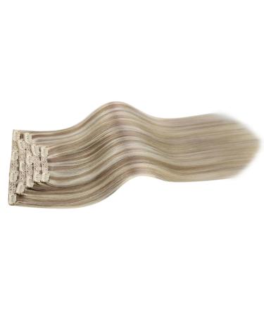 Moresoo Clip-In Extensions | 35cm Light Brown & Platinum Blonde Remy Real Hair | 120g 7pcs - Buy Online on GoSupps.com