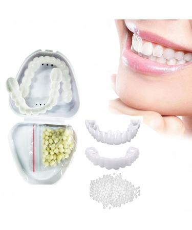 Brigtviee 1 pair of brightening dentures cosmetic veneers teeth at the top and bottom teeth for plug in immediately veneer dentures temporary prostheses teeth veneers false teeth