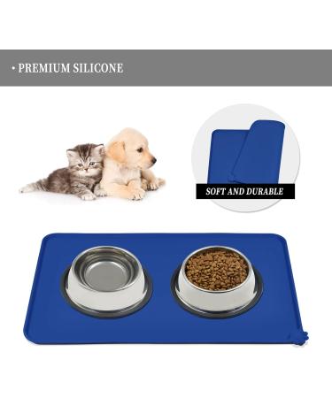 Reopet Waterproof Silicone Feed Mats for Pets | Elevated Edges for Dogs & Cats | 87x57 cm | Navy Blue - 1-Pack - Buy Online on GoSupps.com