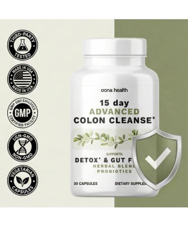 15 Day Advanced Colon Cleanse Probiotics & Natural Herbs Supports Detox & Gut Flora for Women & Men with Cascara Sagrada Psyllium Husk & Senna Leaf 30 Capsules 1-2 Daily | 15 Day Cleanse - Buy Online on GoSupps.com