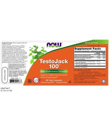 NOW Foods TestoJack 100 - Tongkat Ali Tribulus & ZMA Supplements | 60 Veg Capsules for Enhanced Testosterone Support - Buy Online on GoSupps.com