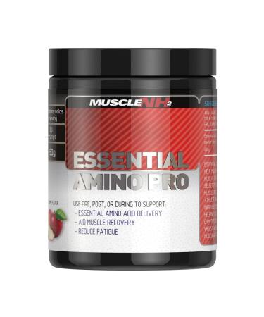 MuscleNh2 Essential Amino Pro Branch Chain Amino Acid Powder BCAA Helps Build Lean Muscle and Speed Up Recovery Red Apple Flavour 450g 30 Servings (Pack of 1) Red Apple 450g