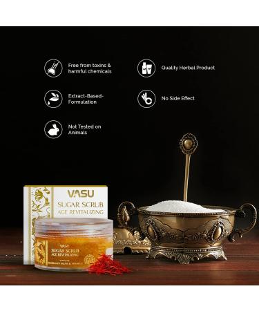 Vasu Kumkumadi Tailam Sugar Scrub - Age Revitalizing Face Scrub with Vitamin E & Brown Sugar - All Skin Types - Buy Online on GoSupps.com