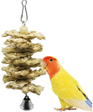 Allazone Bird Parrot Toys 13 PCS Hanging Bell Pet Bird Cage Hammock Swing Toy Wooden Chewing Toy for Conures Love Birds Small Parakeets Cockatiels Macaws Style 7 - Buy Online on GoSupps.com