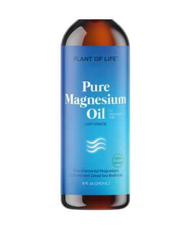 Pure Magnesium Oil Spray by Plant of Life | USP Grade | From Ancient Dead Sea Brines | Liquid Ionic Magnesium | Topical Solution | Purest Available | 8 fl oz / 240ml