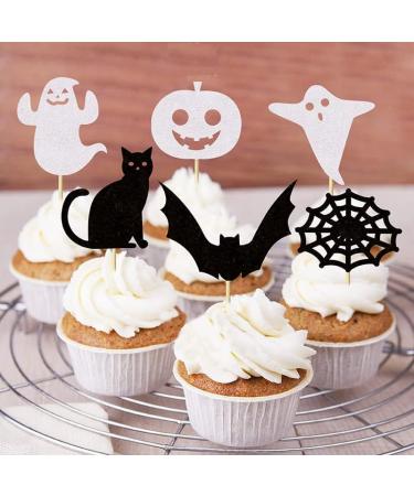 6 Styles of 12 Halloween Themed Toothpick Flags Cheese Markers Food Labels Party Buffet Cheese Labels Delicatessen Board Cheese Board Accessories (black and white ghost) - Buy Online on GoSupps.com