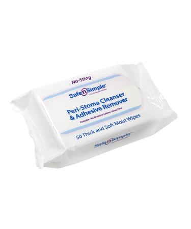 Safe n' Simple Adhesive Remover Wipes, Flushable & Easy to Use No-Sting Skin Prep Wipes, 50 x Alcohol -Free Wipes