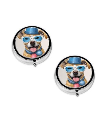 (French Bulldog) Round Pill Box 3 Compartment Pill Box Mini Decorative Pocket Purse Portable Travel Medicine Tablet Vitamin Holder Organizer Pill Case