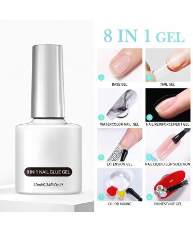G n rique Gel Glue Clear Gel Adhesive Strong Gel Glue Durable Gel Adhesive Gel Glue for Artificial Nails | 8-in-1 Gel Nail Glue Long-Lasting Glue for Nail Extensions for Tips - Buy Online on GoSupps.com