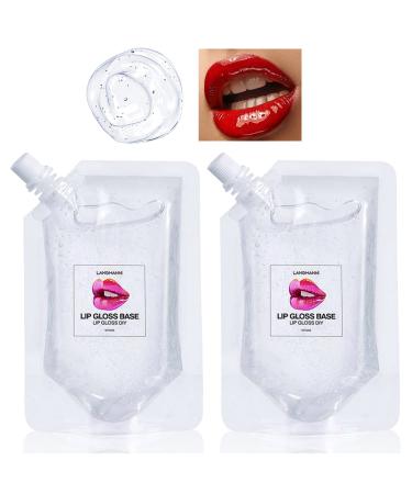 Eakroo 2Pcs Moisturize Lip Gloss Base Lip Gloss Base Oil Material Lip Makeup Primers Non-Stick Lipstick Primer for DIY Handmade Lip Balms Lip Gloss -100g (2Pack 100ml) 2Pack - 100g