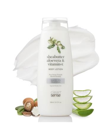 C..leansense Body Lotion with Sheabutter Aloevera and Vitamin E 360 ml Non Greasy Daily Use Body Moisturizer For Men and Women 100% Vegan and Paraben Free (Body Lotion 360ml)