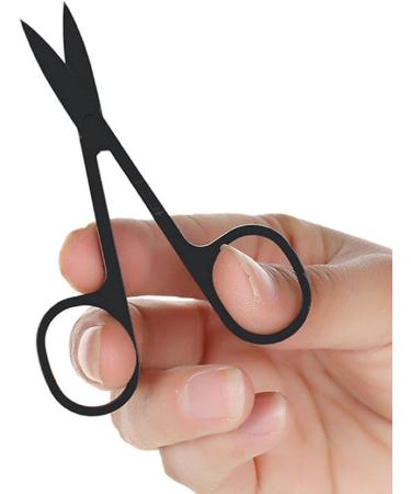 2Pcs Nose Hair Scissors Set for Beard, Moustache, Eyelash & Eyebrow Trimming - Black - Buy Online on GoSupps.com