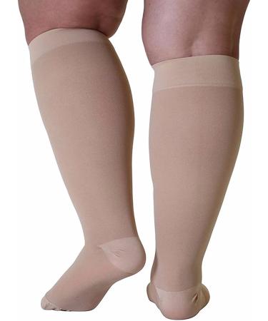 WSYKC Beige Compression Stockings (2 Pairs) - 20-30mmHg for Pregnant Women & Obese Size 3XL - Enhanced Comfort & Support - Buy Online on GoSupps.com