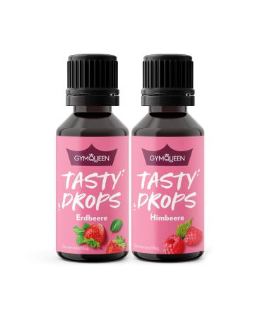 GymQueen Tasty Drops Strawberry & Raspberry 2x30ml Flavour Drops without calories Strawberry + Raspberry 30 ml (pack of 2)