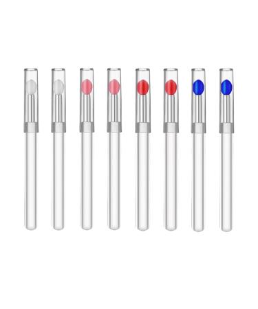 Silicone Lip Brushes 8 Pcs Eyeshadow and Lip Gloss Makeup Brushes Reusable Lip Gloss Applicators Lip Mask Beauty Tool White Pink Red Blue